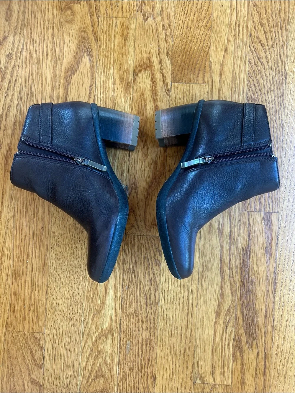 Dansko Dark Brown Leather Ankle Booties with Buckle - Picture 3 of 5